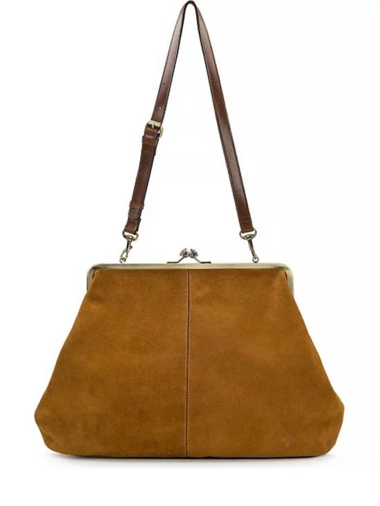 Patricia Nash Handbags - Patricia Nash Cognac Suede Frame Satchel with Brown Leather Strap